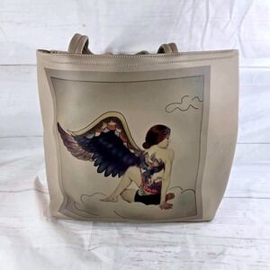 SEJZIINN‎ Yoga Art Collective The Twist Me Tote Bag Unique Angel Graphic Leather